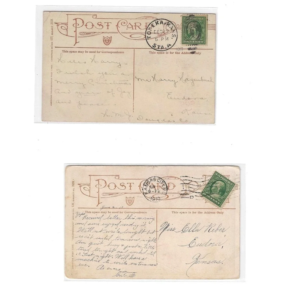 Set of 14 Antique Postcards Christmas Santa Turkey Gold Birds‎ Bells Snow Easter